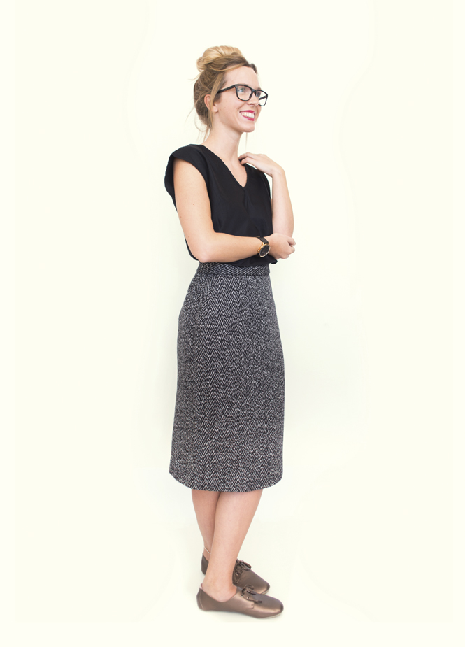 A photo of a finished Wool Pencil Skirt.
