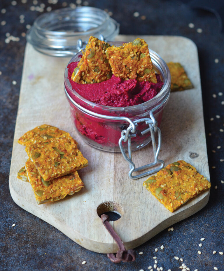 There's a carrot in my pinata beetroot houmous crisp