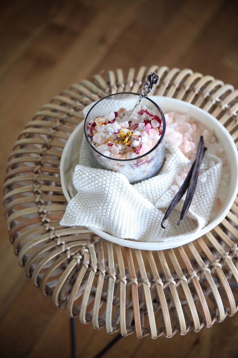 Eleanor Ozich's coconut milk vanilla and pink salt bath soak