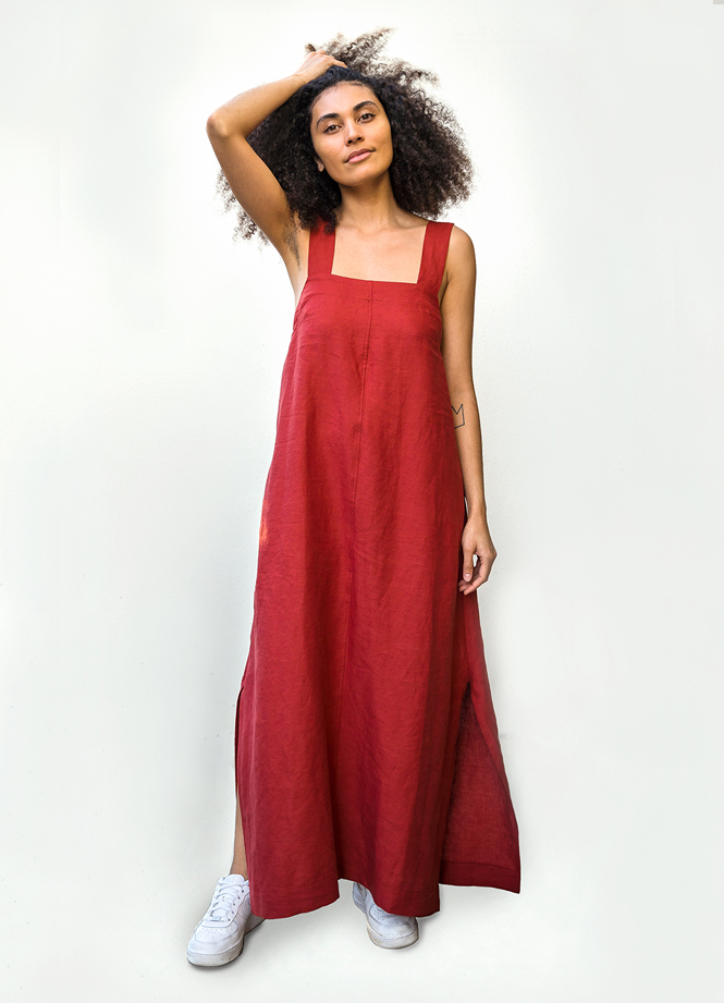 A photo of a finished Wide-Strap Maxi Dress.