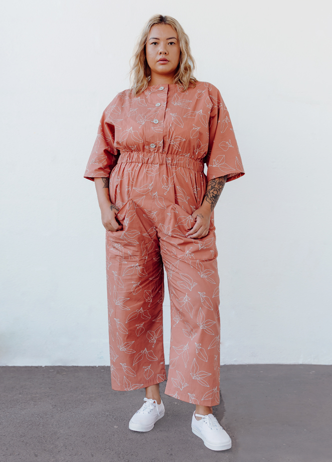 A photo of a finished Valley Jumpsuit.