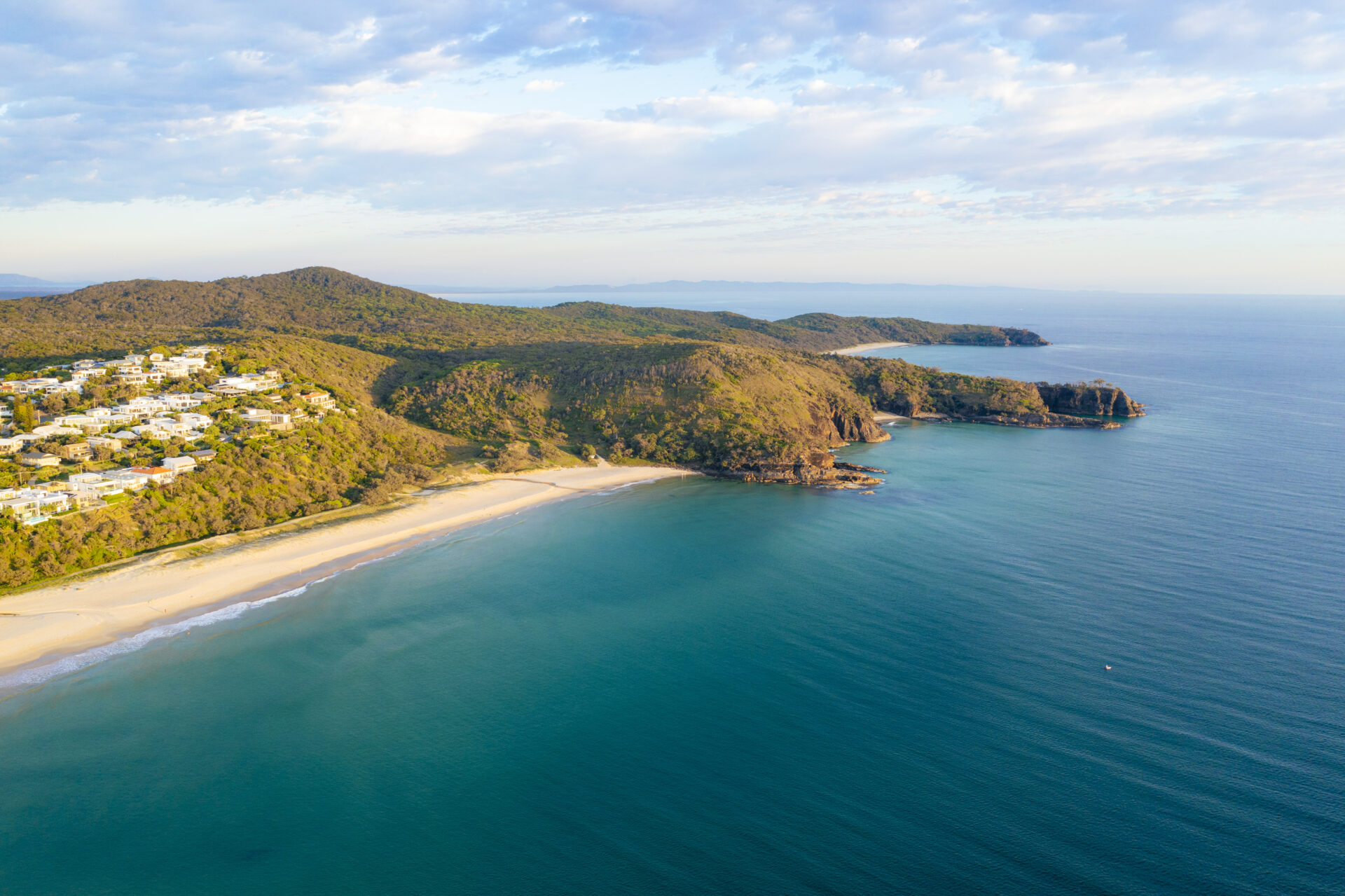 A drone shot of the gorgeous Sunshine Beach in Noosa