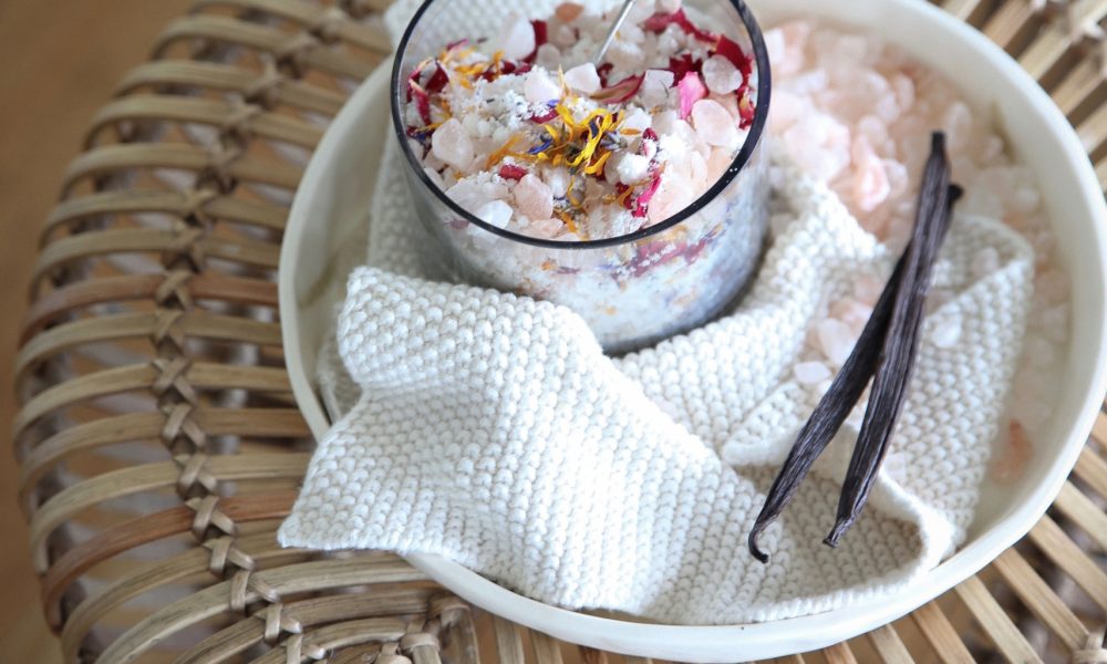 Eleanor Ozich's coconut milk vanilla and pink salt bath soak