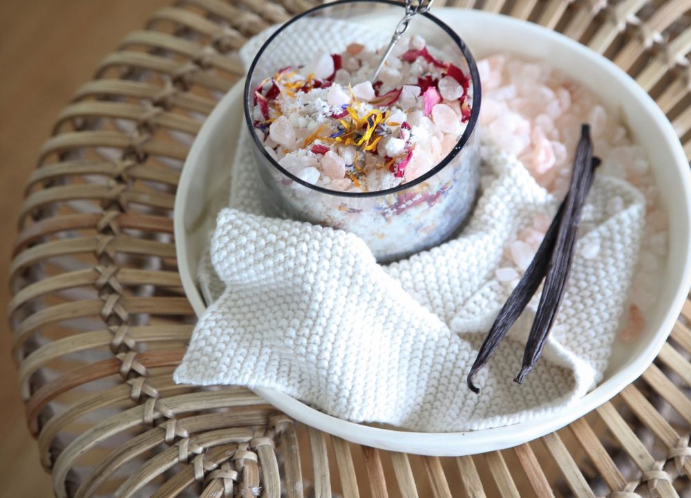 Eleanor Ozich's coconut milk vanilla and pink salt bath soak