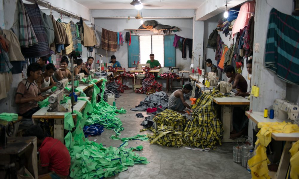 An informal garment factory located on the outskirts of the center of Dhaka