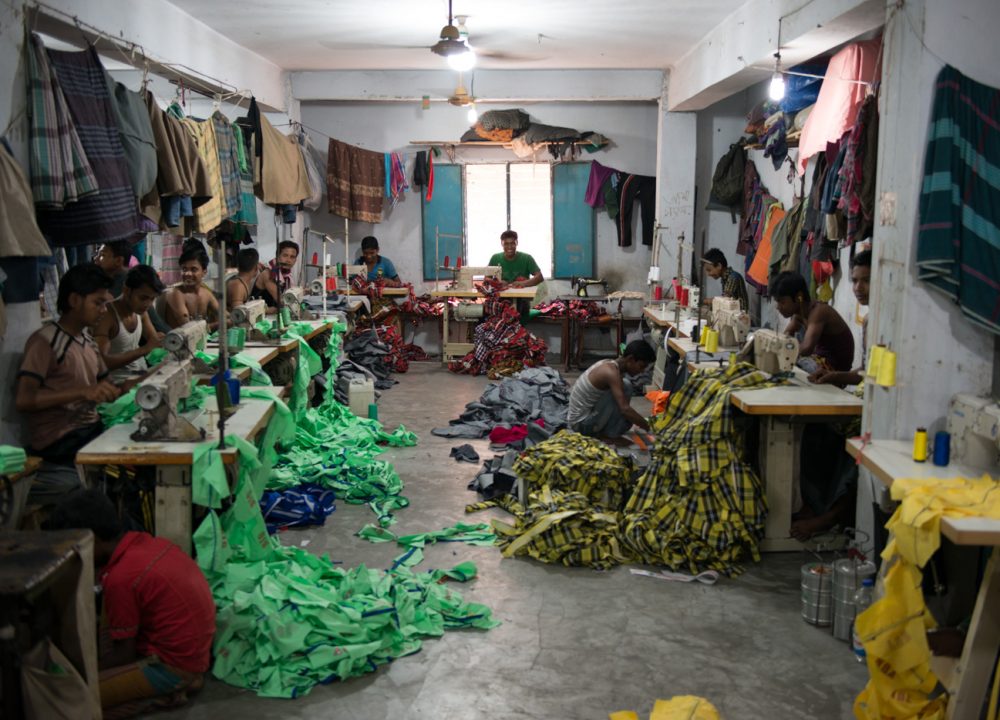 An informal garment factory located on the outskirts of the center of Dhaka