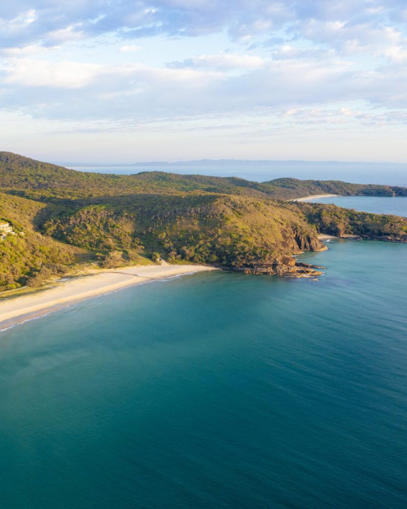 A drone shot of the gorgeous Sunshine Beach in Noosa